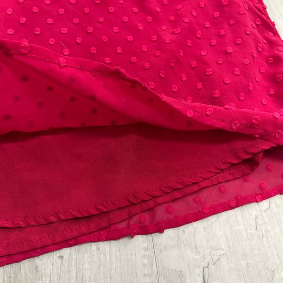 J.Crew Pink Flutter Sleeve Clip Swiss Dot Lined Flowy V Neck Button Shirt Blouse - Picture 5 of 10